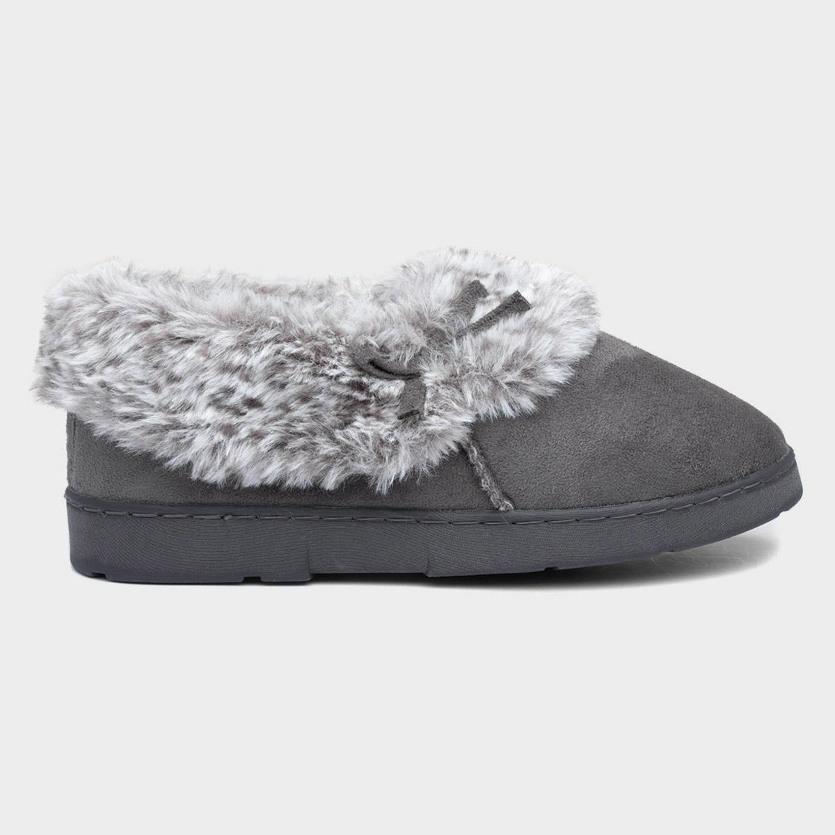 Womens Grey Full Slipper