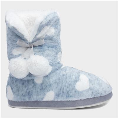 Womens Blue Hearts Bootie