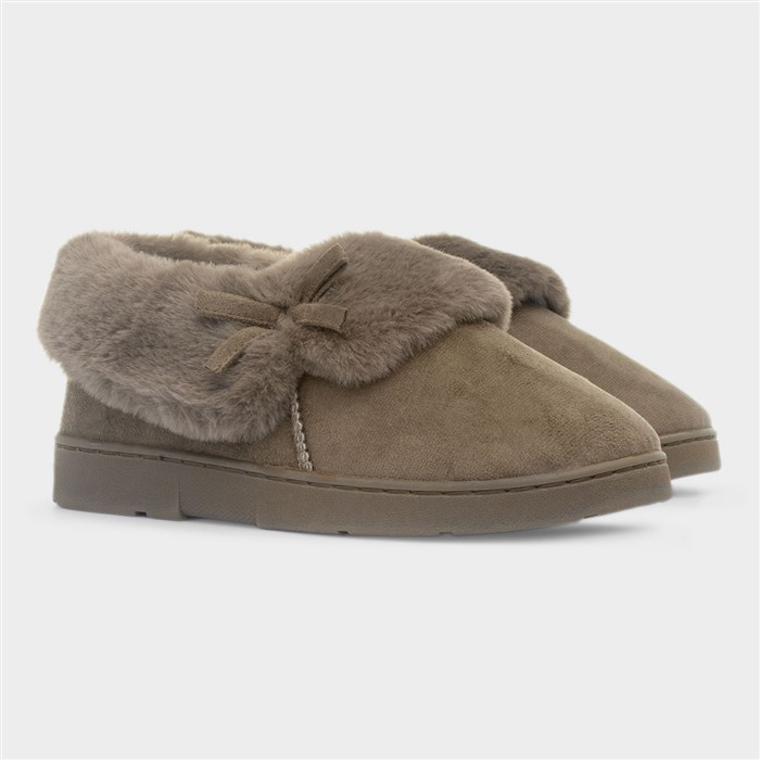 Womens Brown Full Slippers