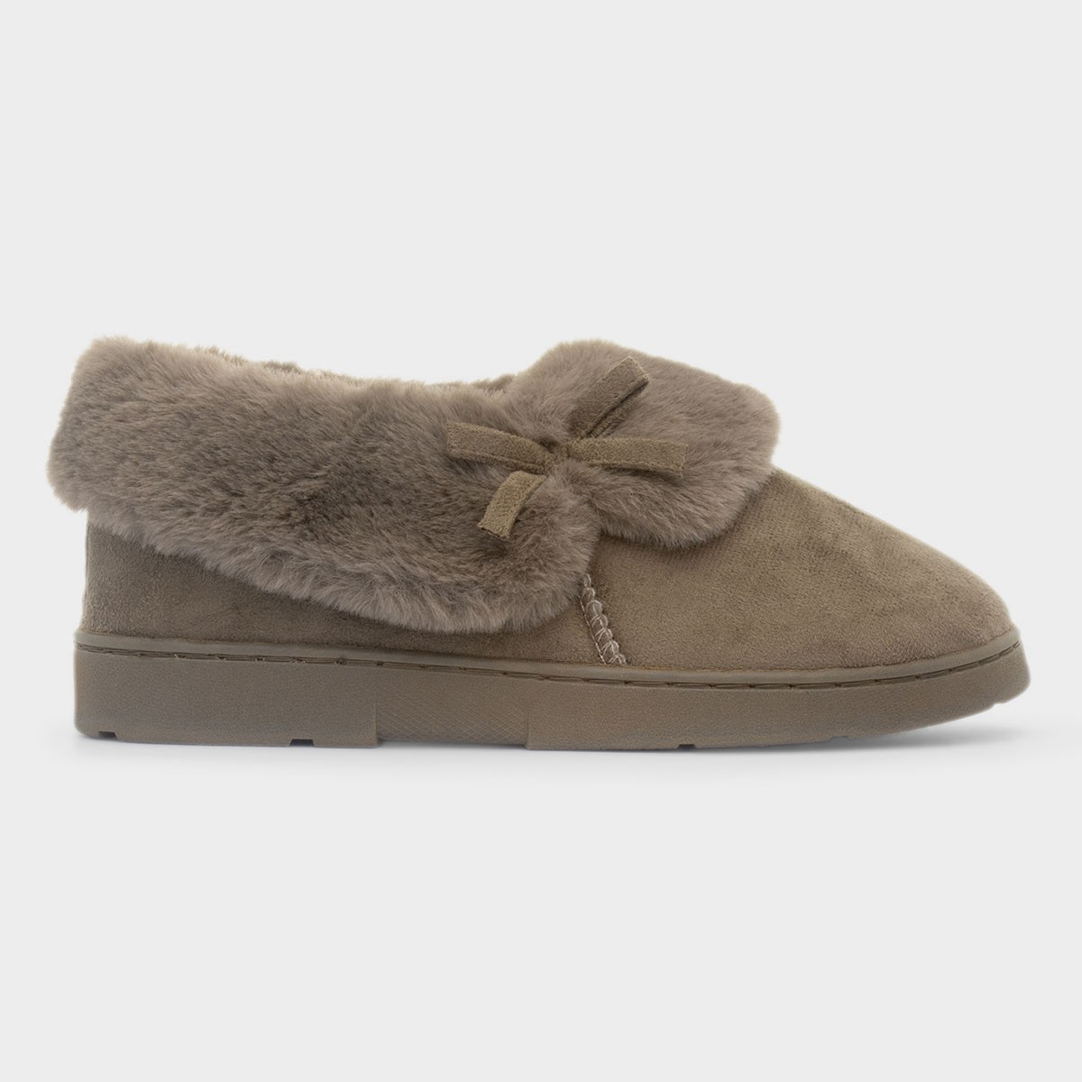 Womens Brown Full Bow Slipper