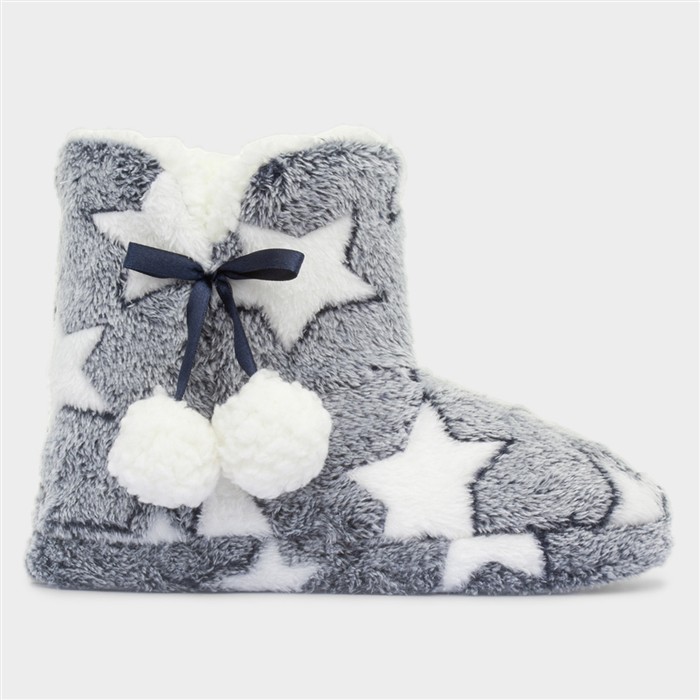 Womens Navy Star Slipper Boot
