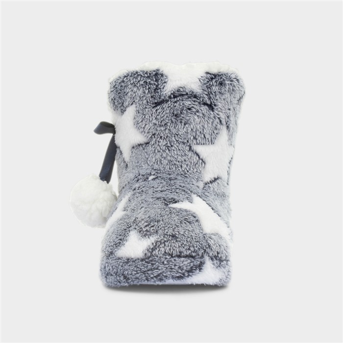 Womens Navy Star Slipper Boot