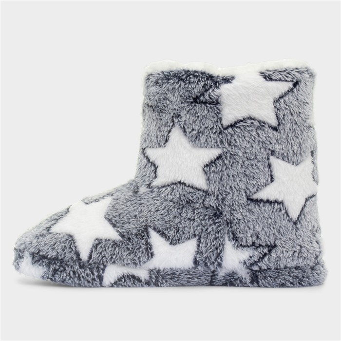 Womens Navy Star Slipper Boot