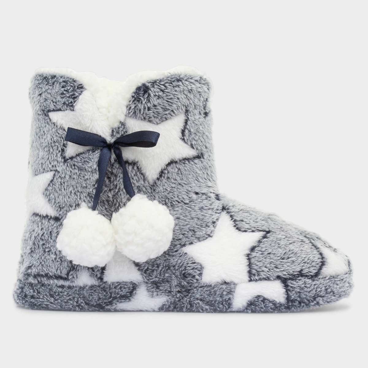 Womens Navy Star Slipper Boot