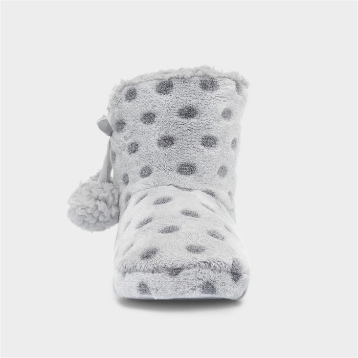 Womens Grey Spot Slipper Boot