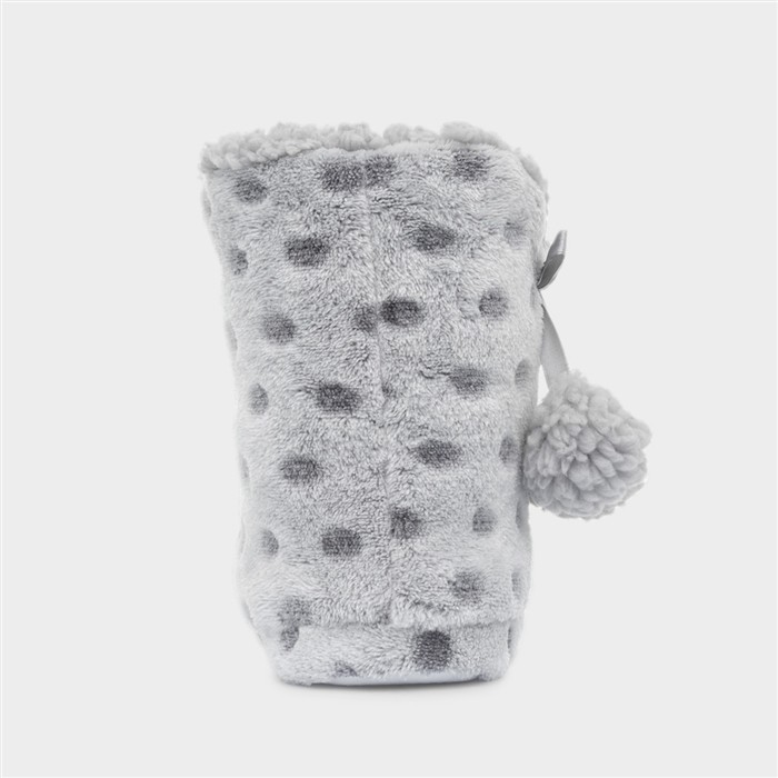 Womens Grey Spot Slipper Boot