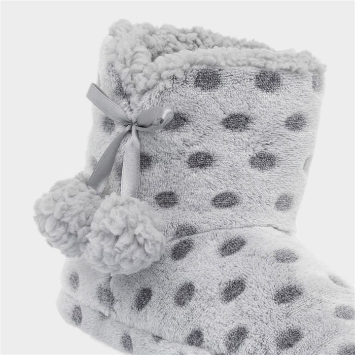 Womens Grey Spot Slipper Boot
