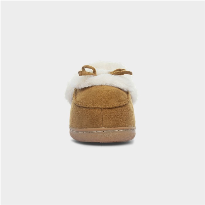 Womens Tan Moccasin Slipper
