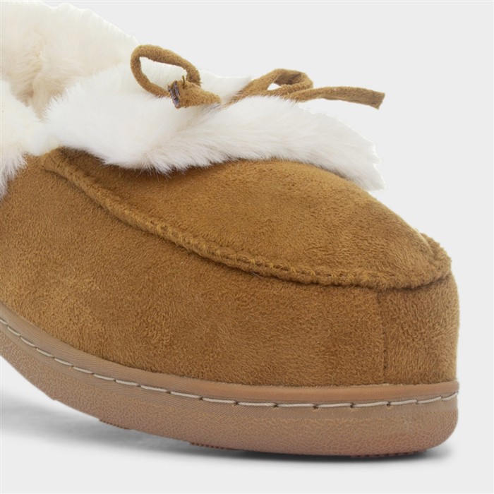 Womens Tan Moccasin Slipper