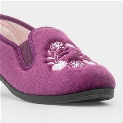 Womens Heather Flower Slipper