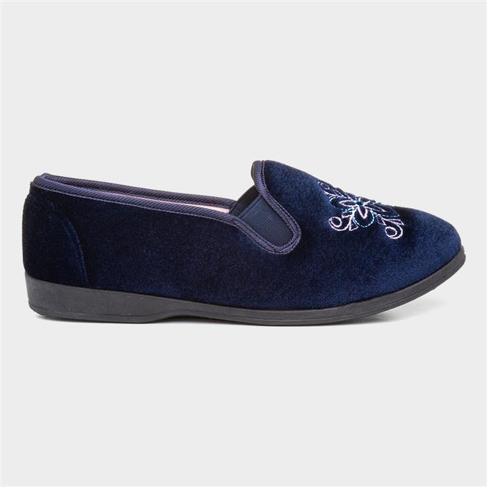 Womens Navy Full Slipper