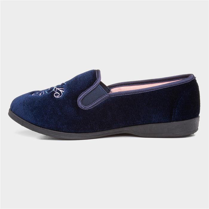 Womens Navy Full Slipper