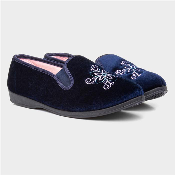 Womens Navy Full Slipper