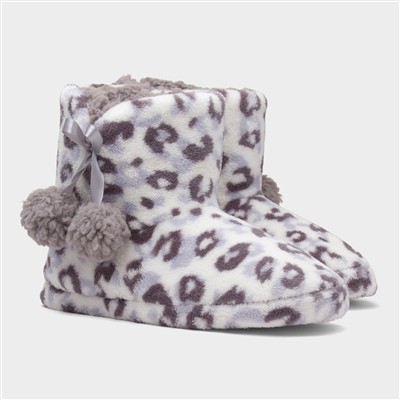 Womens Grey & White Slipper