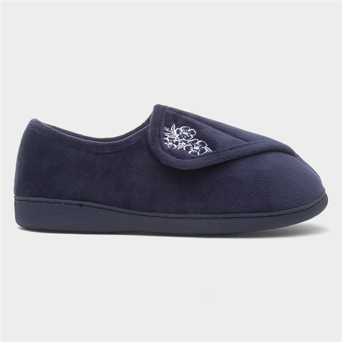 The Slipper Company Womens Navy Floral Slipper-69489 | shoezone