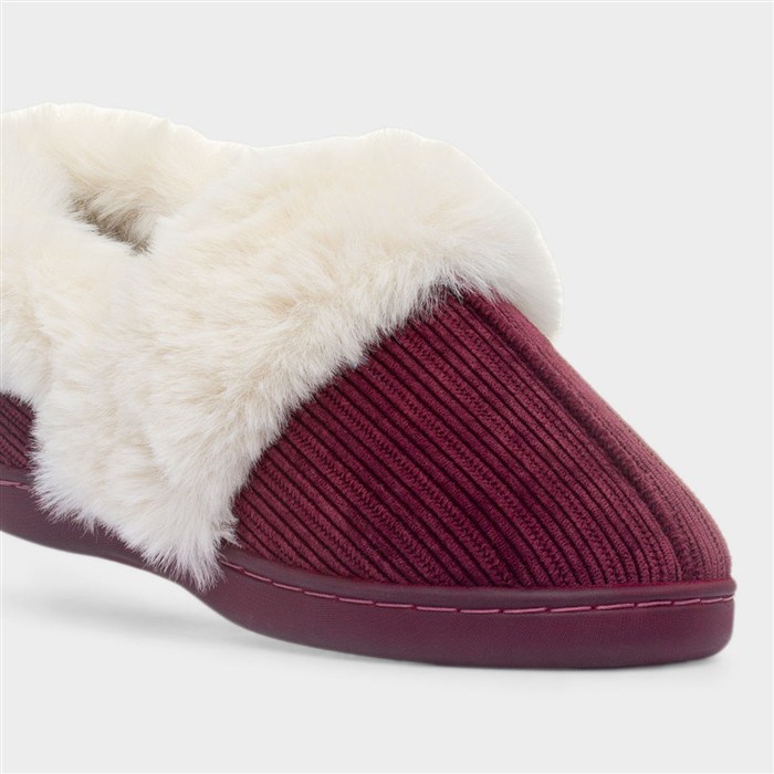 Womens Burgundy Full Slipper