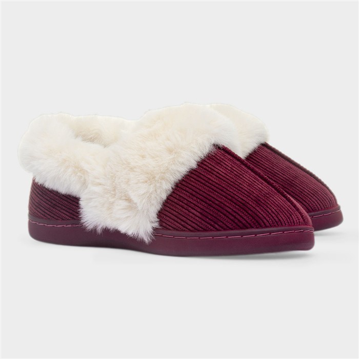 Womens Burgundy Full Slipper