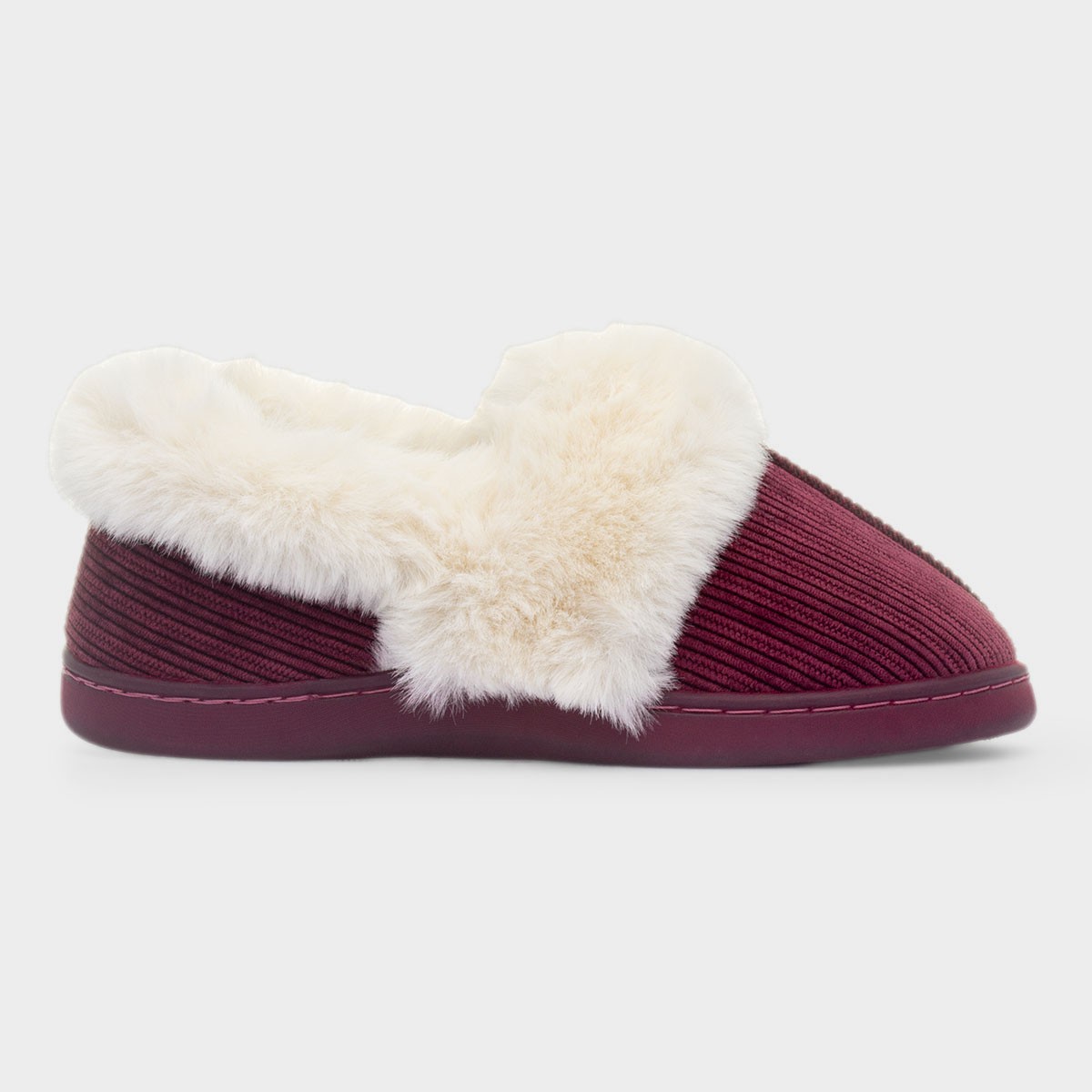 Womens Burgundy Full Slipper