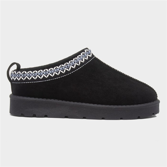 Chloe Womens Black Clog Slipper