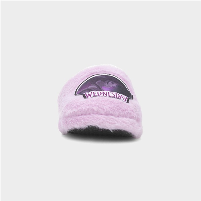 Kids Lilac Character Fluffy Mule Slipper