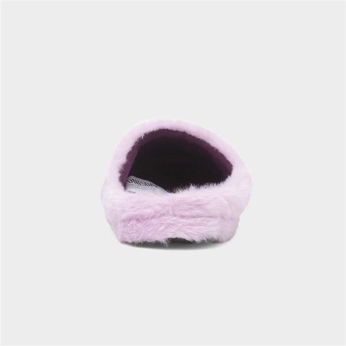 Kids Lilac Character Fluffy Mule Slipper