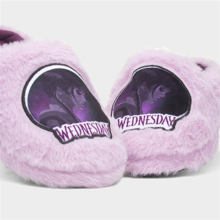 Kids Lilac Character Fluffy Mule Slipper