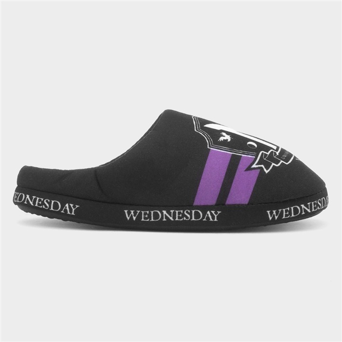 Kids Black Character Mule Slipper