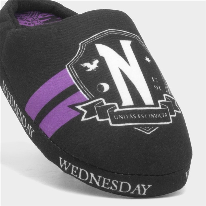Kids Black Character Mule Slipper