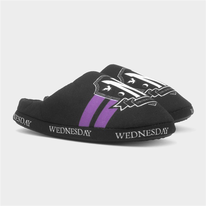 Kids Black Character Mule Slipper