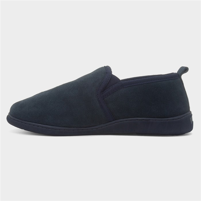 Arnold Mens Navy Suede Full Slipper