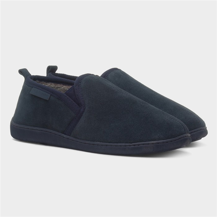 Arnold Mens Navy Suede Full Slipper