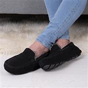Totes Mens Black Moccasin Suede Slipper (Click For Details)