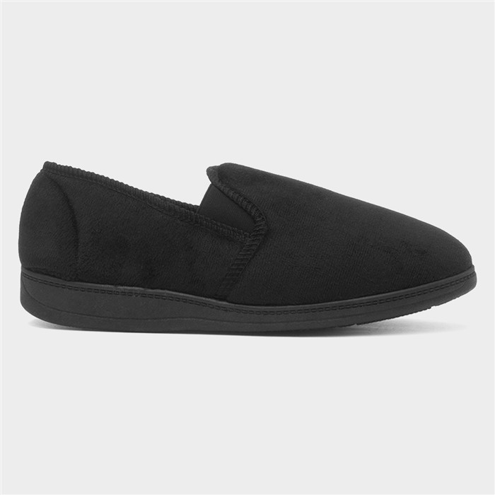 Jake Mens Black Wide Fit Full Slipper