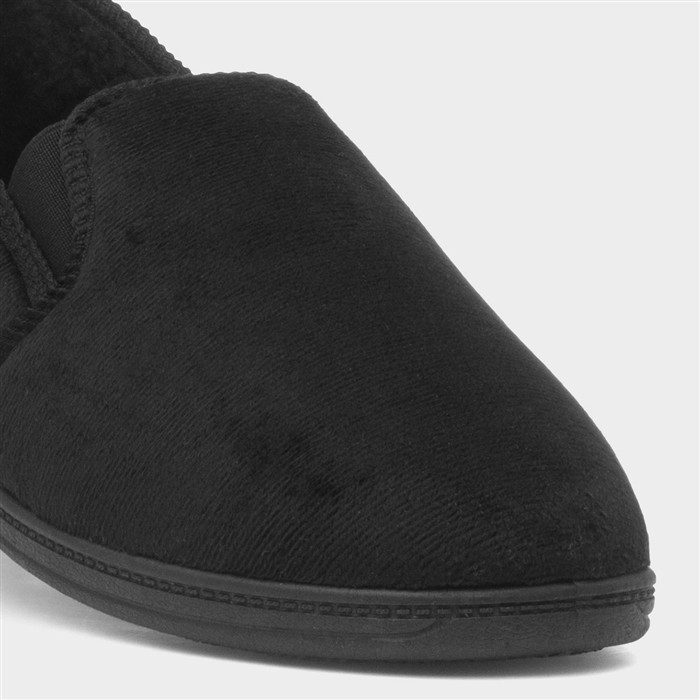 Jake Mens Black Wide Fit Full Slipper