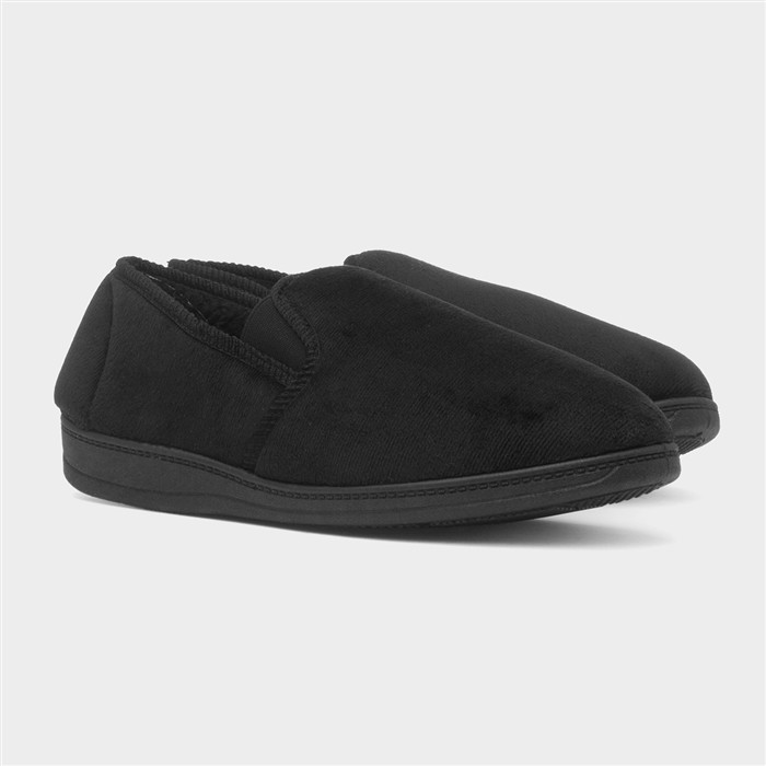 Jake Mens Black Wide Fit Full Slipper