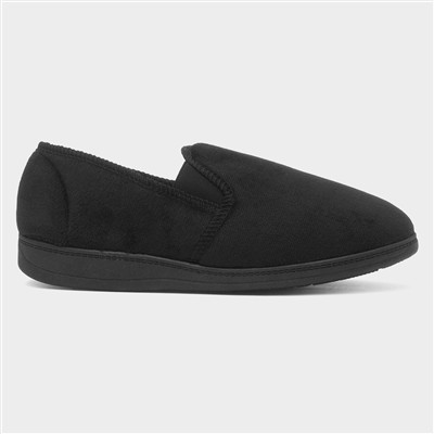 Jake Mens Black Wider Fitting Slipper