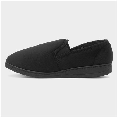 Jake Mens Black Wider Fitting Slipper