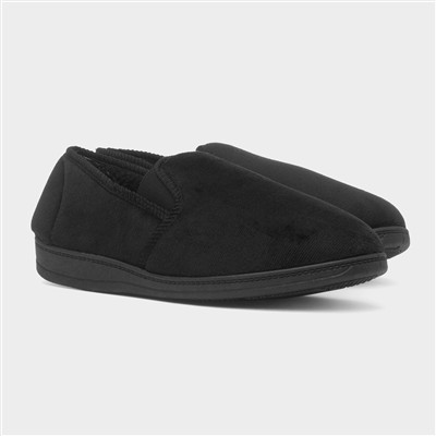 Jake Mens Black Wider Fitting Slipper
