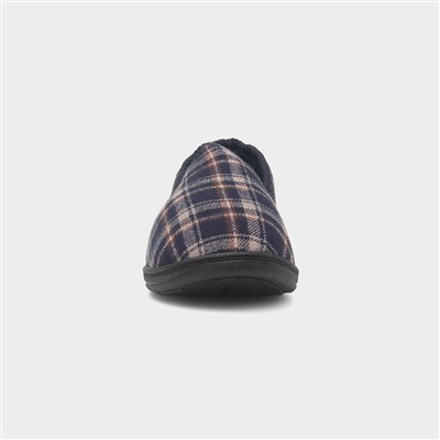 Carl Mens Navy Check Full Slipper