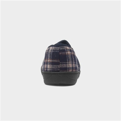 Carl Mens Navy Check Full Slipper