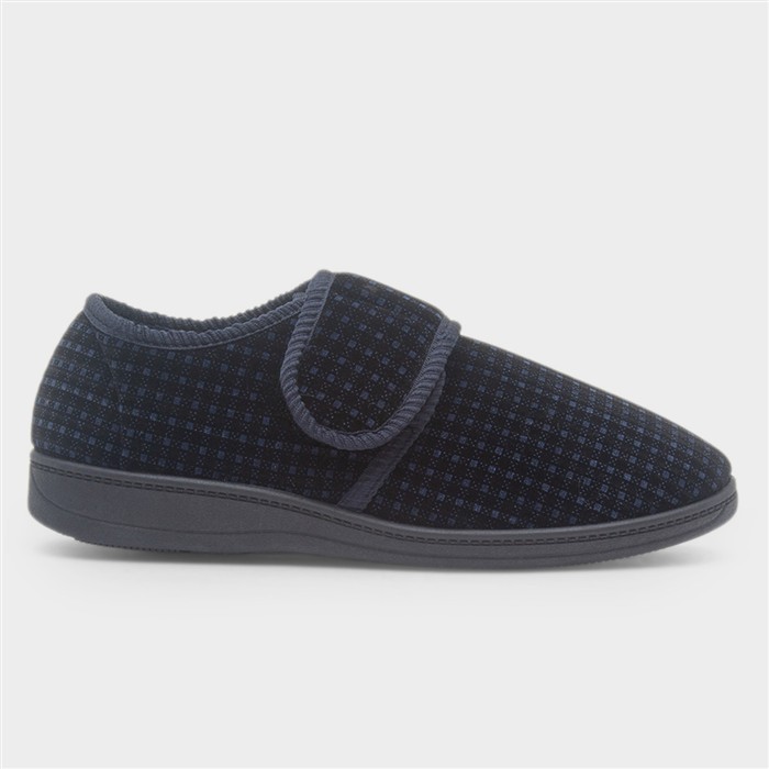 David Mens Navy Easy Fasten Slipper