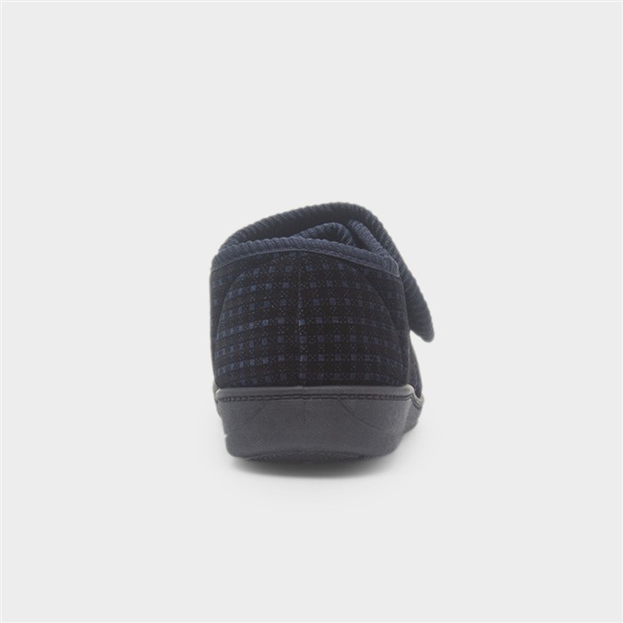 David Mens Navy Easy Fasten Slipper