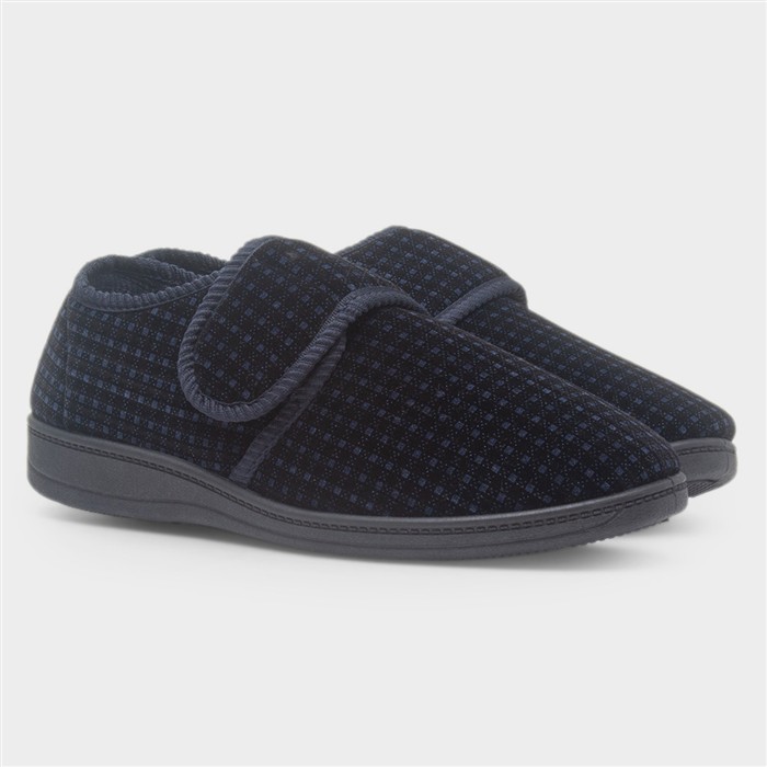 David Mens Navy Easy Fasten Slipper