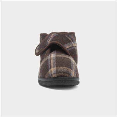Cecil Mens Brown Tartan Slipper Boots