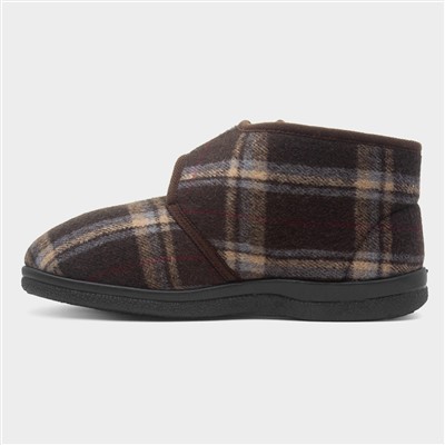Cecil Mens Brown Tartan Slipper Boots