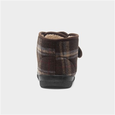 Cecil Mens Brown Tartan Slipper Boots