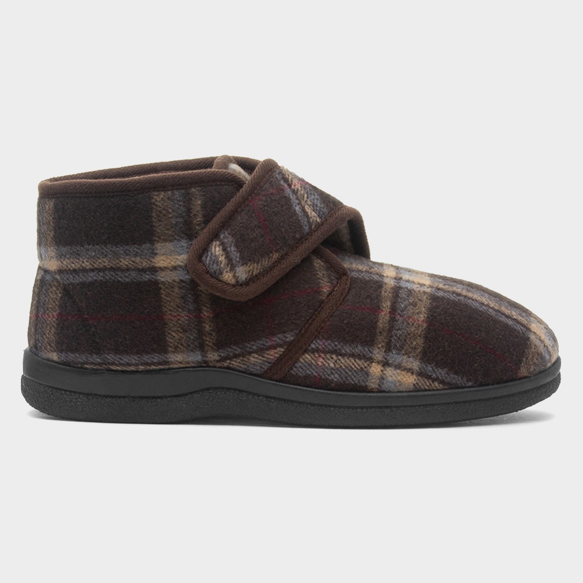 Cecil Mens Brown Tartan Slipper Boots