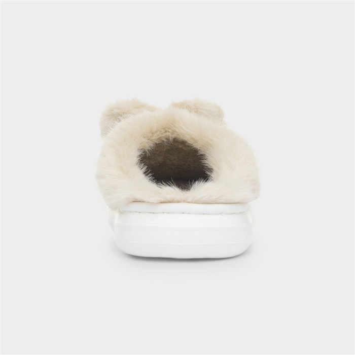 Libbie Girls Beige Mule Fluffy Slipper