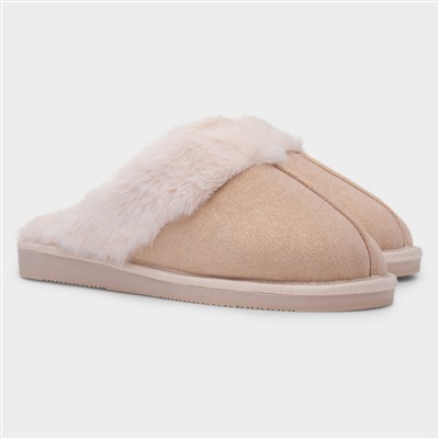 Glimmer Womens Beige Mule Slipper