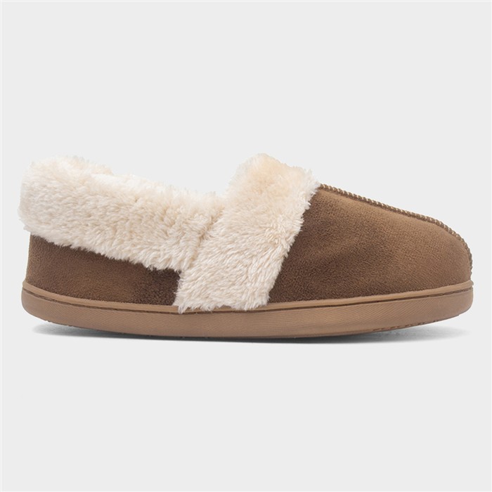 Edale Womens Cognac Full Faux Fur Slipper